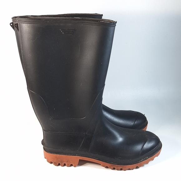 Vintage Classic Heavy Duty Mens Black Rubber Boots, 10 - Picture 4 of 8